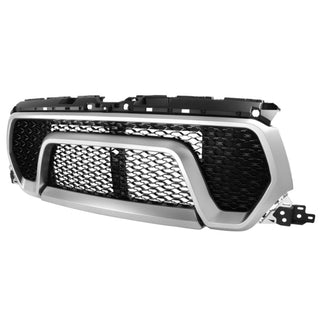 Spec D Glossy Black Mesh Grille Chrome Trim: Ram 1500 2019-2022 3.6L/5.7L