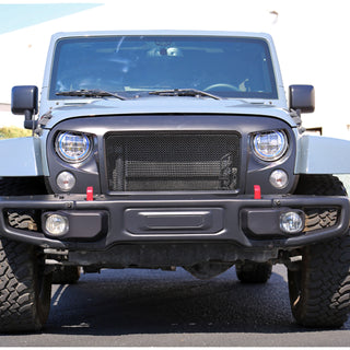 Spec D Matte Black Mesh Grille: Jeep Wrangler JK 2007 - 2018