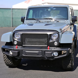 Spec D Matte Black Mesh Grille: Jeep Wrangler JK 2007 - 2018