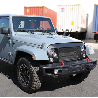 Spec D Matte Black Mesh Grille: Jeep Wrangler JK 2007 - 2018