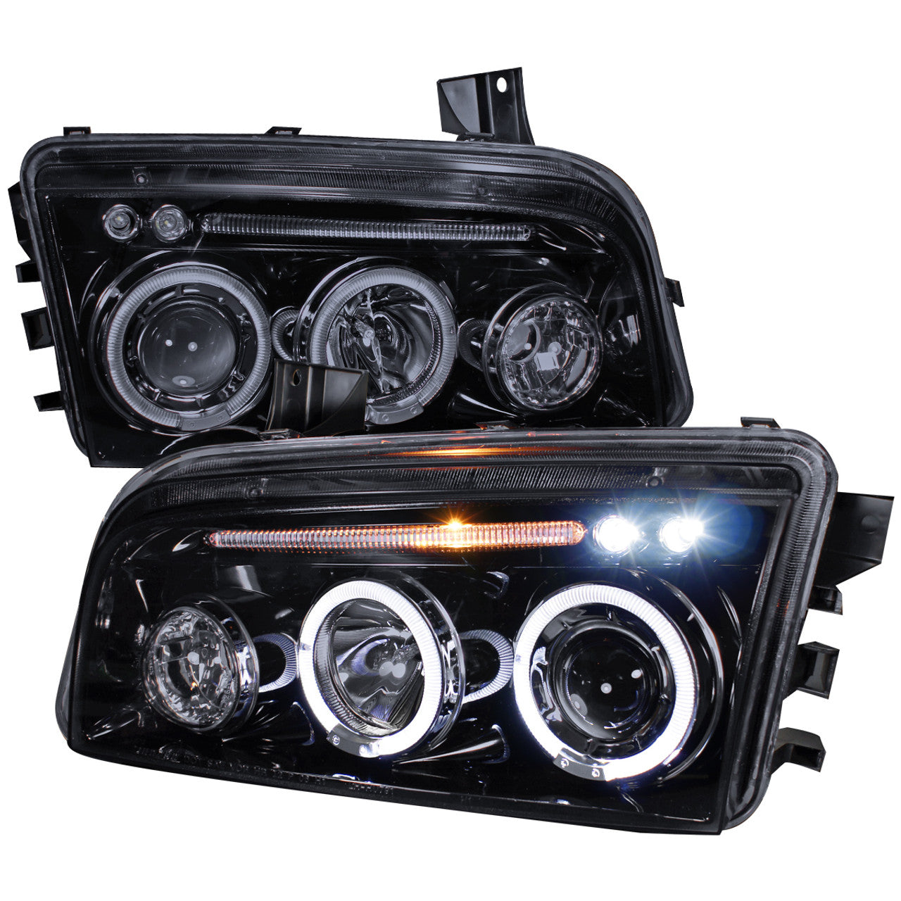 Spec D Projector Halo Headlights (Smoke): Dodge Charger 2006 - 2010