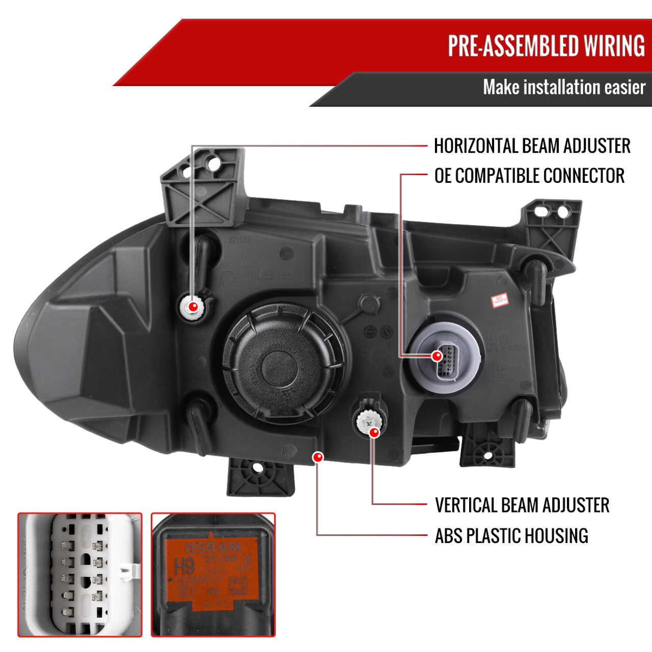 Spec D Sequential LED Projector Headlights (Smoke): Dodge Charger 2015 - 2023