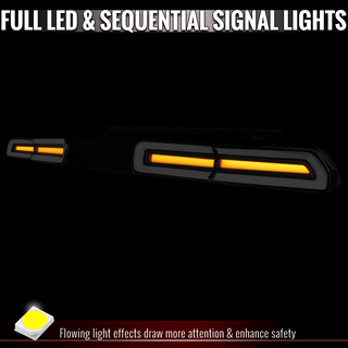 Spec D Sequential LED Tail Lights Black Housing Clear Lens White Bars: Dodge Challenger 2008-2014 3.5L/6.4L