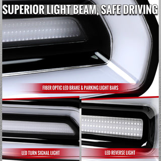 Spec D Sequential LED Tail Lights Black Housing Clear Lens White Bars: Dodge Challenger 2008-2014 3.5L/6.4L