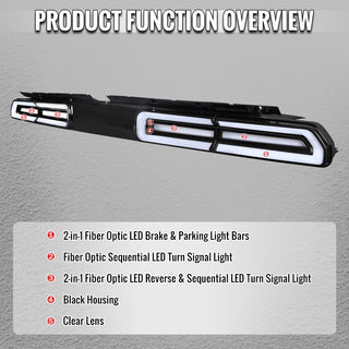 Spec D Sequential LED Tail Lights Black Housing Clear Lens White Bars: Dodge Challenger 2008-2014 3.5L/6.4L