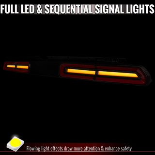 Spec D Sequential LED Tail Lights Black Housing Clear Lens Red Bars: Dodge Challenger 2008-2014 3.5L/6.4L