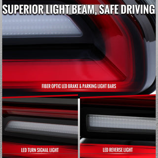 Spec D Sequential LED Tail Lights Black Housing Clear Lens Red Bars: Dodge Challenger 2008-2014 3.5L/6.4L