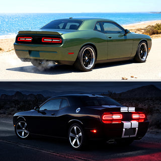 Spec D Sequential LED Tail Lights Black Housing Clear Lens Red Bars: Dodge Challenger 2008-2014 3.5L/6.4L