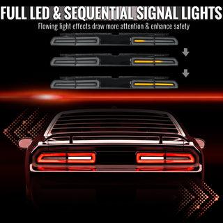 Spec D Sequential LED Turn Signal Tail Lights Black Housing: Dodge Challenger 2008-2014