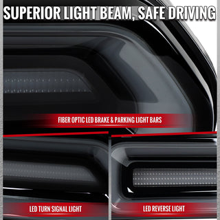 Spec D Sequential LED Turn Signal Tail Lights Black Housing: Dodge Challenger 2008-2014