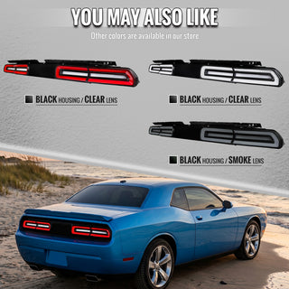 Spec D Sequential LED Turn Signal Tail Lights Black Housing: Dodge Challenger 2008-2014