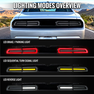 Spec D Sequential LED Turn Signal Tail Lights Black Housing: Dodge Challenger 2008-2014