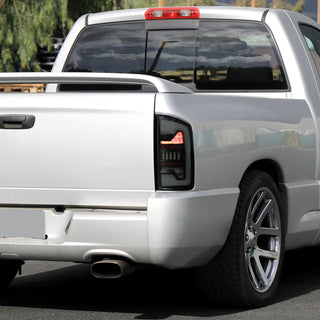 Spec D LED Bar Tail Lights (Dark Smoke / White LED): Dodge Ram 2002 - 2006
