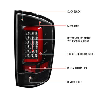 Spec D LED Tail Lights (Gloss Black, G2): Dodge Ram 2002 - 2005