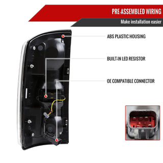 Spec D LED Bar Tail Lights (Matte Black / White LED): Dodge Ram 2002 - 2006