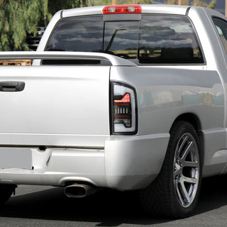 Spec D LED Bar Tail Lights (Matte Black / White LED): Dodge Ram 2002 - 2006
