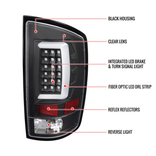 Spec D LED Tail Lights (Matte Black, G2): Dodge Ram 2002 - 2005