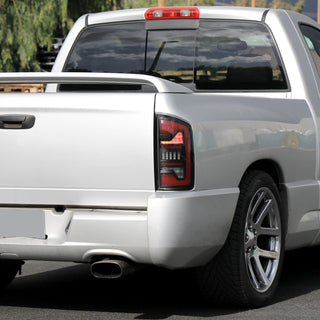 Spec D LED Bar Tail Lights (Matte Black / Red LED): Dodge Ram 2002 - 2006