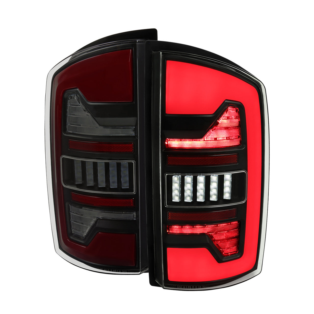 Spec D LED Bar Tail Lights (Smoke / Red LED): Dodge Ram 2002 - 2006