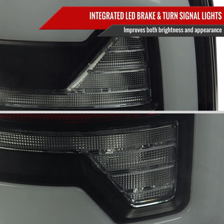 Spec D LED Bar Tail Lights (Dark Smoke / White LED): Dodge Ram 2007 - 2009