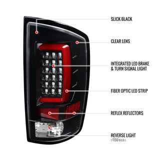 Spec D LED Tail Lights (Glossy Black): Dodge Ram 2007 - 2009