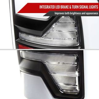Spec D LED Bar Tail Lights (Matte Black / White LED): Dodge Ram 2007 - 2009
