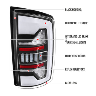 Spec D LED Bar Tail Lights (Matte Black / White LED): Dodge Ram 2007 - 2009