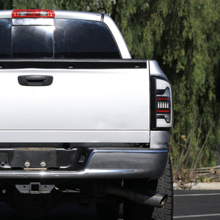 Spec D LED Bar Tail Lights (Matte Black / White LED): Dodge Ram 2007 - 2009