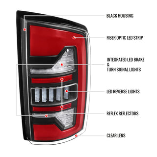 Spec D LED Bar Tail Lights (Matte Black / Red LED): Dodge Ram 2007 - 2009