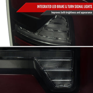 Spec D LED Bar Tail Lights (Smoke / Red LED): Dodge Ram 2007 - 2009