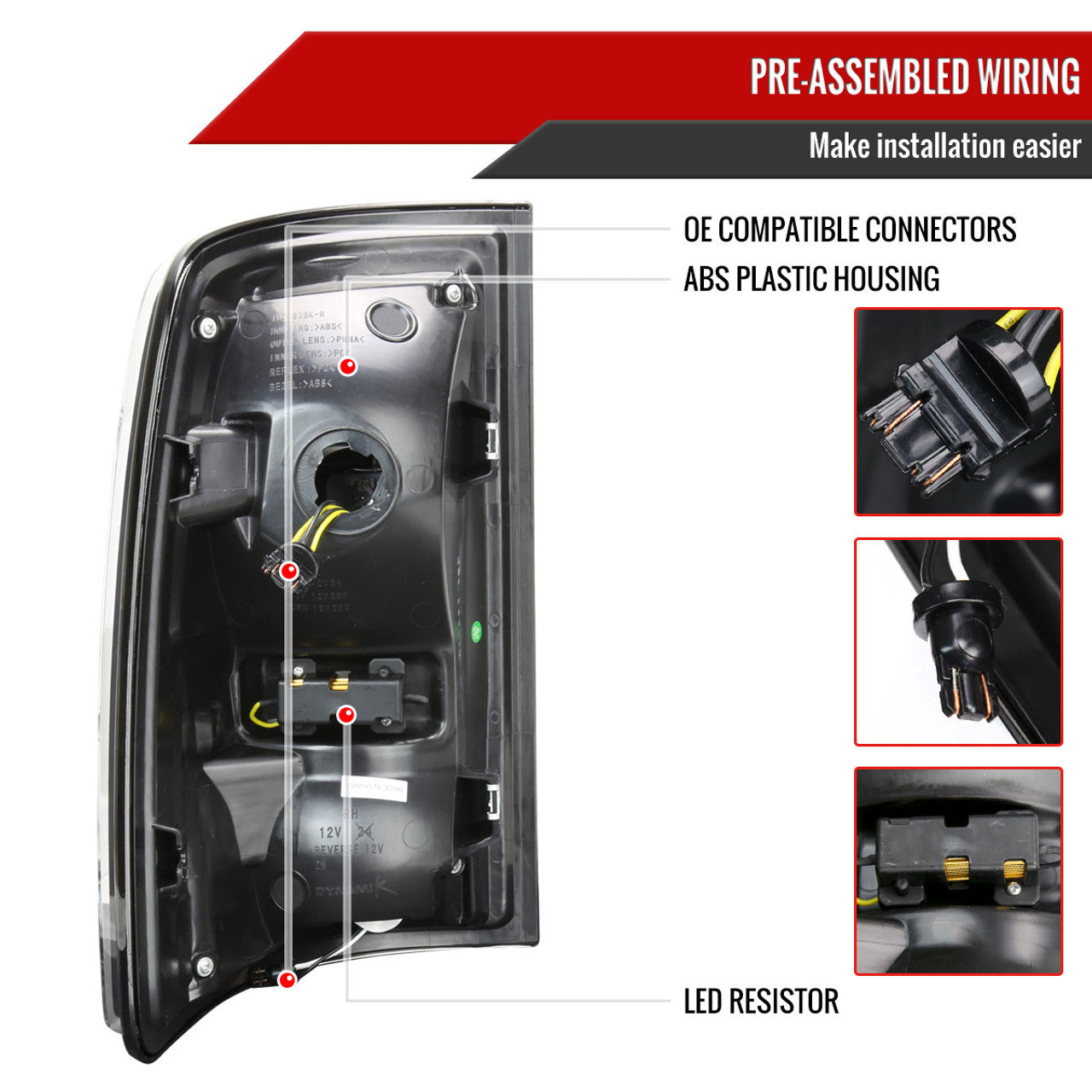 Spec D LED Tail Lights (Matte Black w/ Red LED Bar): Dodge Ram 2009 - 2018