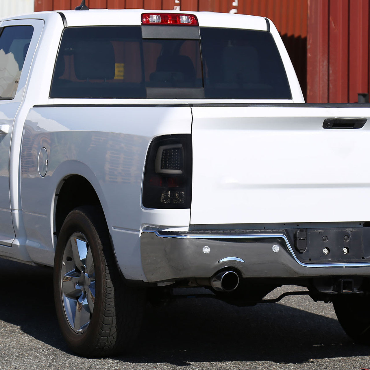 Spec D LED Tail Lights (Dark Smoke w/ White LED Bar): Dodge Ram 2009 - 2018