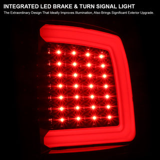Spec D LED Tail Lights (Glossy Black w/ Red LED Bar): Dodge Ram 2009 - 2018