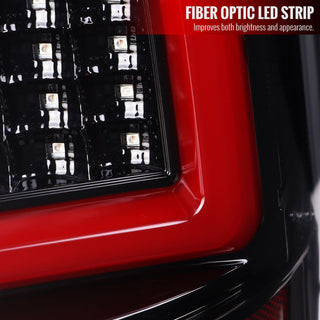 Spec D LED Tail Lights (Glossy Black w/ White LED Bar): Dodge Ram 2009 - 2018