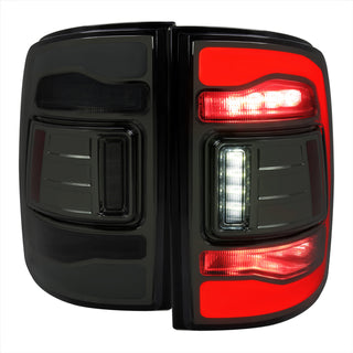 Spec D LED Tail Lights (Smoke w/ White LED Bar): Dodge Ram 2009 - 2018