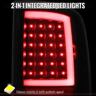 Spec D Full LED C-Bar Tail Lights Black: Fits Dodge RAM 1500/2500/3500 2009-2022 w/ Clear Lens