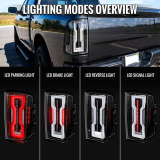 Spec D Full LED Tail Lights Jet Black: Fits Dodge RAM 1500/2500/3500 2009-2022 w/ Clear Lens