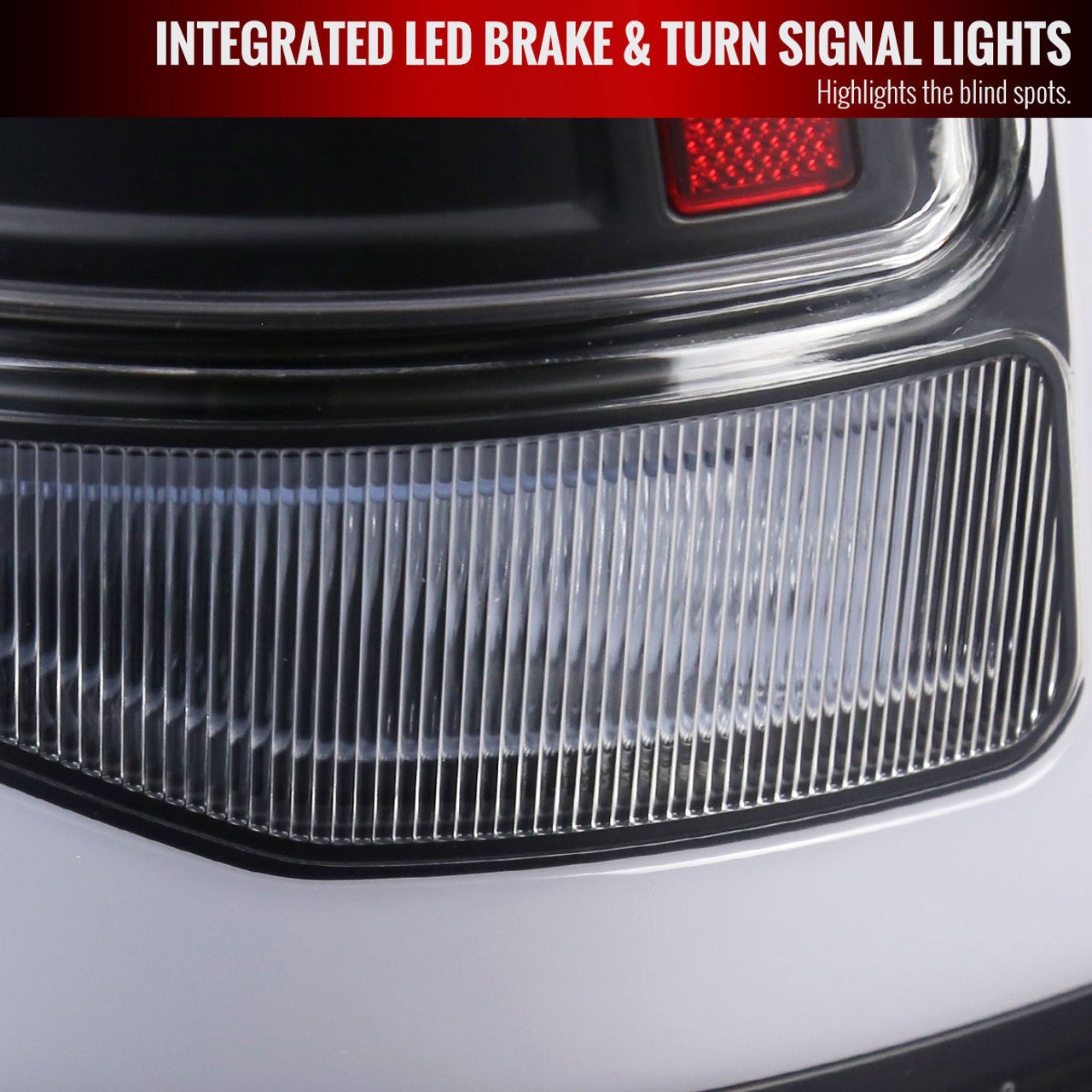 Spec D LED Tail Lights (Matte Black w/ White LED Bar): Dodge Ram 2009 - 2018