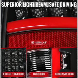 Spec D Red LED C-Bar Tail Lights (Black/Clear): Fits Dodge Ram 1500/1500 Classic/2500 2009-2022