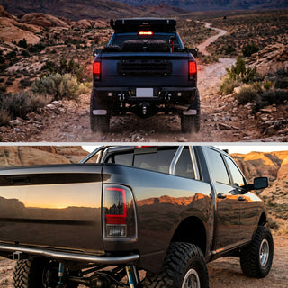 Spec D Red LED C-Bar Tail Lights (Black/Clear): Fits Dodge Ram 1500/1500 Classic/2500 2009-2022