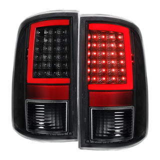 Spec D Red LED C-Bar Tail Lights (Black/Clear): Fits Dodge Ram 1500/1500 Classic/2500 2009-2022