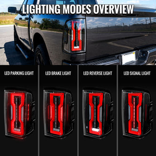 Spec D Full LED Tail Lights (Jet Black/Clear): Fits Dodge Ram 1500/1500 Classic/2500 2009-2022
