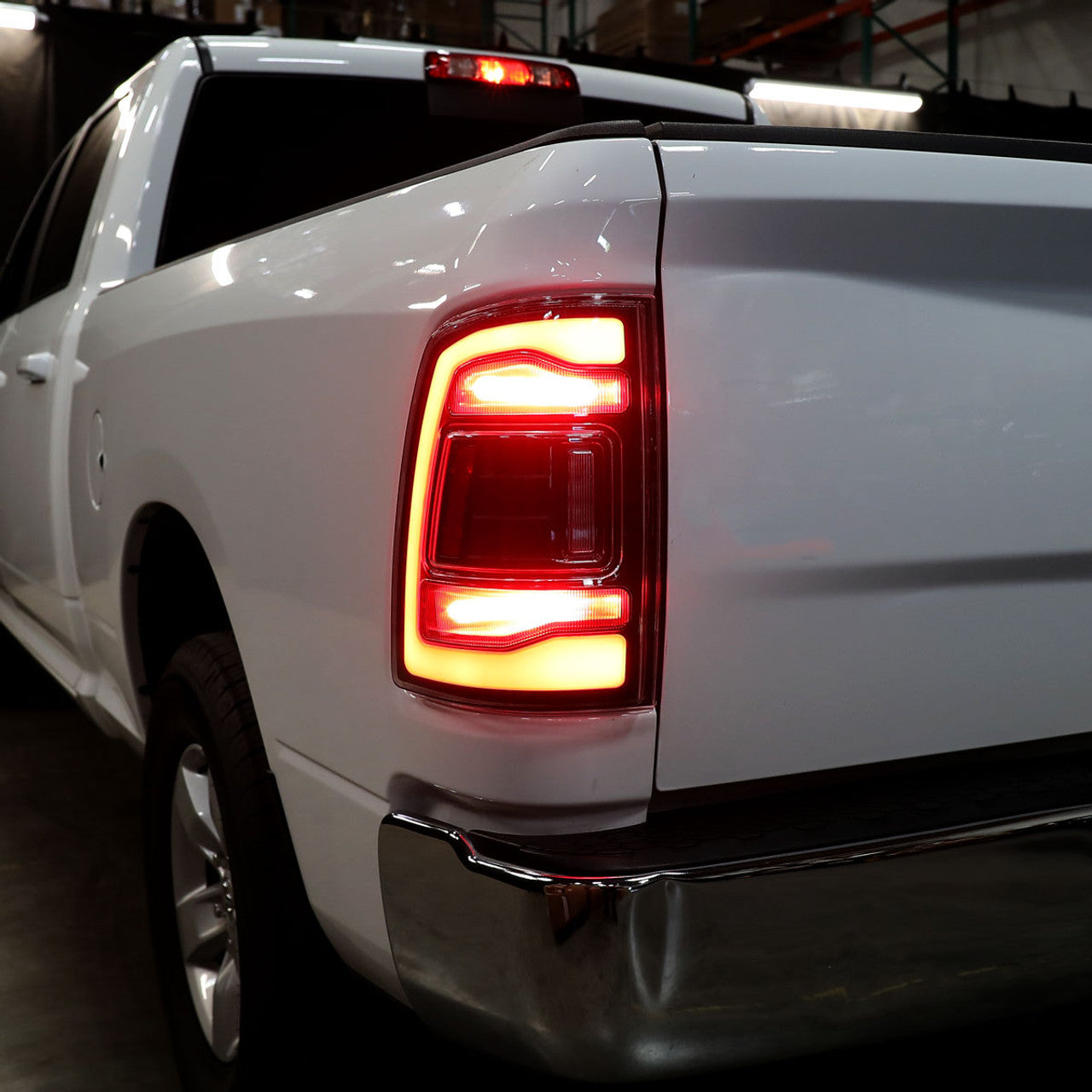 Spec D LED Tail Lights (Matte Black w/ Red LED Bar): Dodge Ram 2009 - 2018