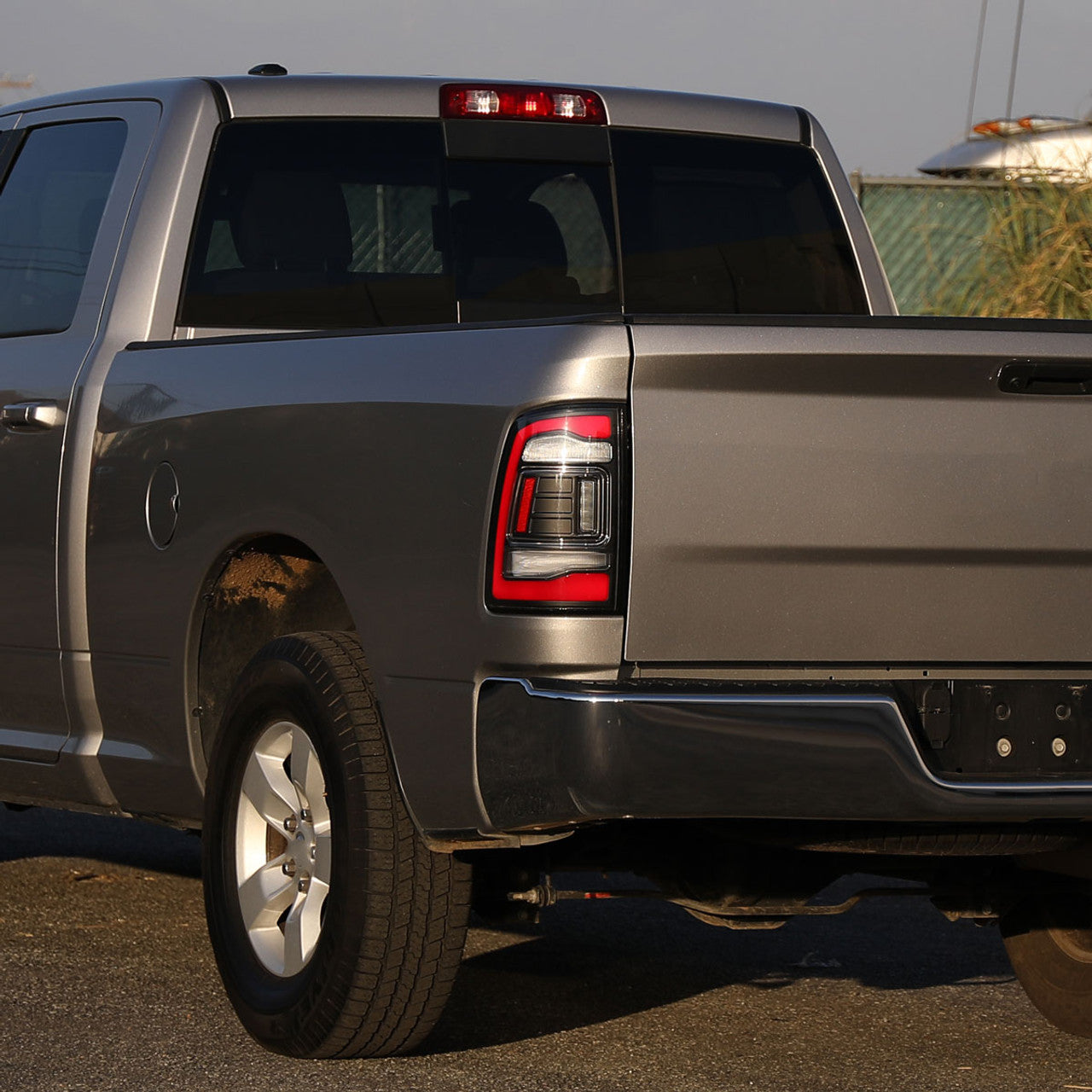 Spec D LED Tail Lights (Matte Black w/ Red LED Bar): Dodge Ram 2009 - 2018