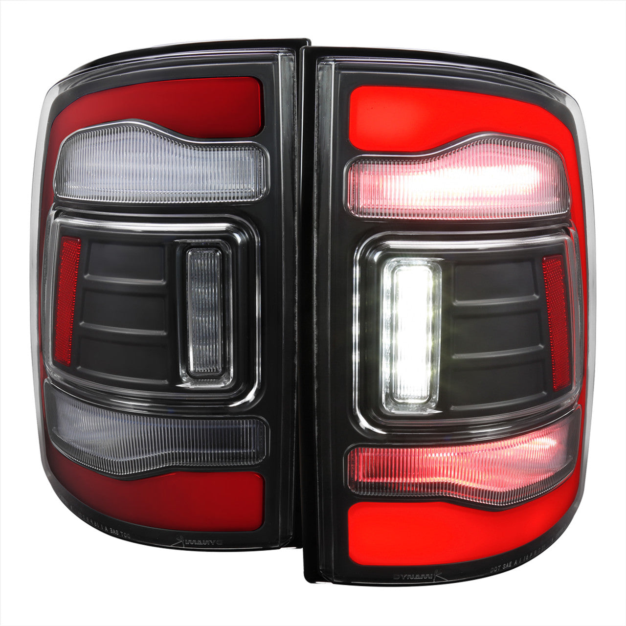 Spec D LED Tail Lights (Matte Black w/ Red LED Bar): Dodge Ram 2009 - 2018
