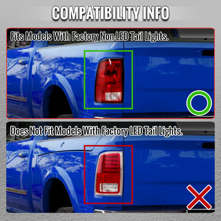 Spec D Full LED C-Bar Tail Lights Chrome: Fits Dodge RAM 1500/2500/3500 2009-2022 w/ Red Clear Lens