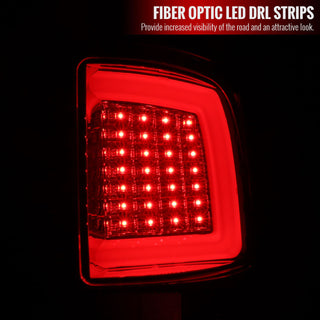 Spec D LED Tail Lights (Red w/ White LED Bar): Dodge Ram 2009 - 2018