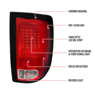 Spec D LED Tail Lights (Red w/ White LED Bar): Dodge Ram 2009 - 2018