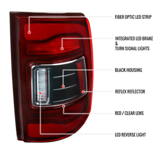 Spec D LED Tail Lights (Red w/ LED Bar): Dodge Ram 2009 - 2018