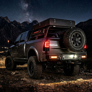 Spec D Full LED C-Bar Tail Lights Black: Fits Dodge RAM 1500/2500/3500 2009-2022 w/ Smoked Lens